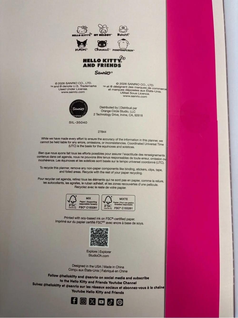 Hello Kitty and Friends Planner 2027